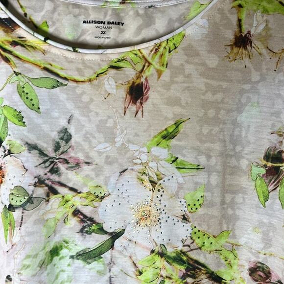 Allison Daley Women's Plus Floral Long Sleeve Blouse Multicolor Knit 2X - Picture 3 of 5